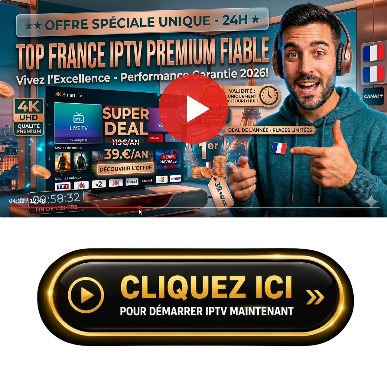 Une comparaison côte à côte des fonctionnalités et paramètres de Chaines sportives beIN et Canal lien de streaming actif sur un écran mobile