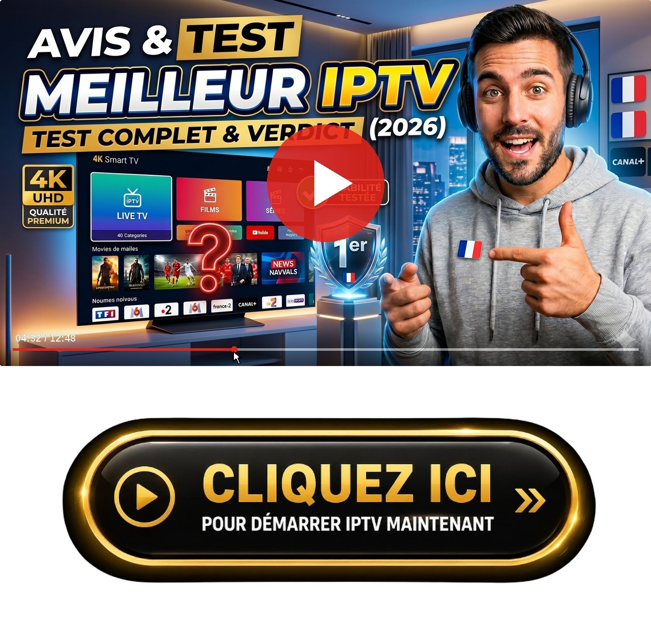 Démonstration visuelle de la mise en page de Liste des chaînes locales disponibles avec notre IPTV DOM TOM. optimisée pour les téléviseurs intelligents modernes